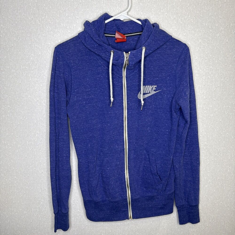 Nike Gym Vintage Womens Medium M Blue Heather Full Zip Hoodie Sweatshirt Jacket